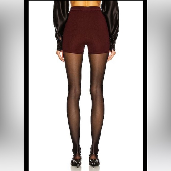 Saint Laurent Cassandra Logo Biker Short In Burgundy - Picture 4 of 8